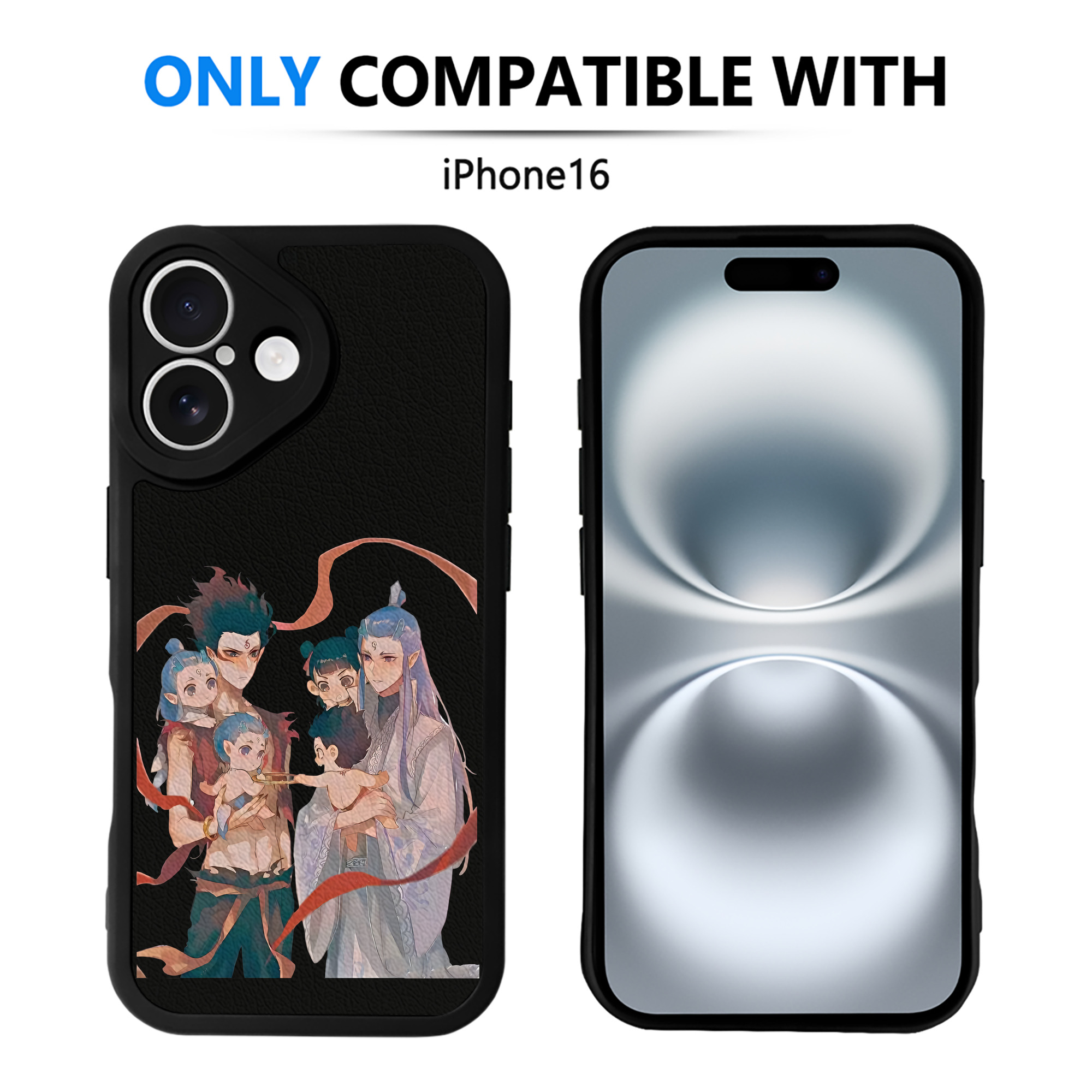 （画像用） Ne Zha 2 ナタ 魔童の大暴れ 【iPhone 16シリーズ対応】シリコンスマホケース（レザー調） 材質：シリコン
